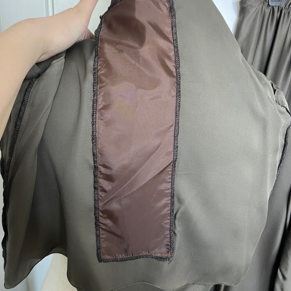 Dusan Women's Matching Set M/L Taupe Brown Silk Tank Wide Leg Pants Minimalist - Picture 13 of 16